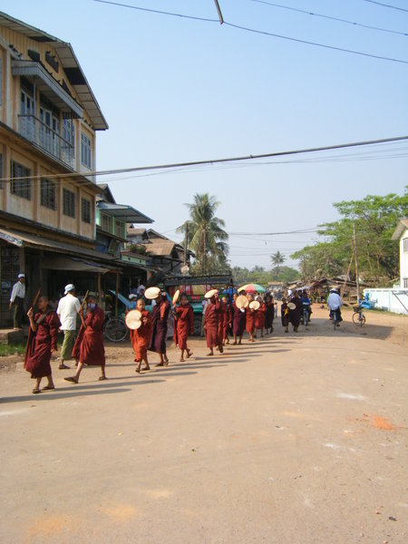Novice monks on the march