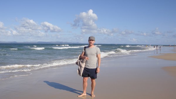 Yours truly on the beach at Bribie