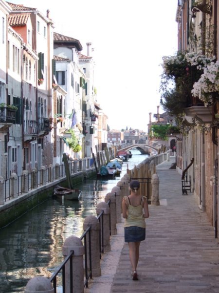 Bex strolling along a canal in Venice