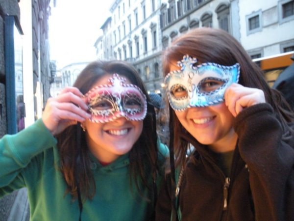 Jess and Rachel bought masks for Carnivale in Venice!