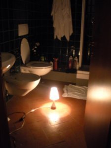 A lamp in the bathroom...