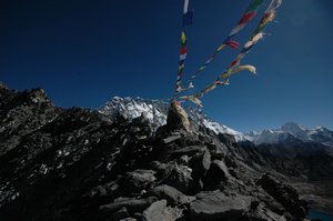 Sitting between Pokhalde Peak 5806 m. & Kongma Tse 5820 m.