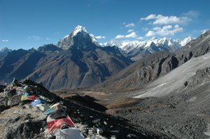 Taboche Peak 6542 m. seen from the ridge above the basecamp