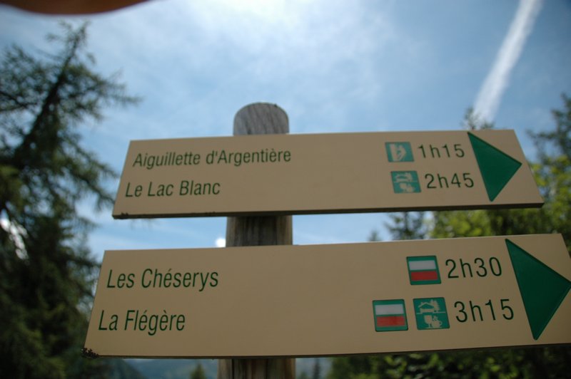 Signposts from the main road running thru Chamonix- Argentiere - Vallorcine 