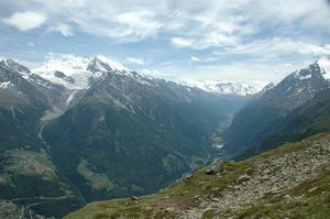  Grand views of the Dom, the Ried Glacier and length of the Mattertal Valley