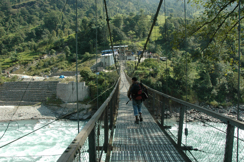 Leaving Dobhan on a suspension bridge