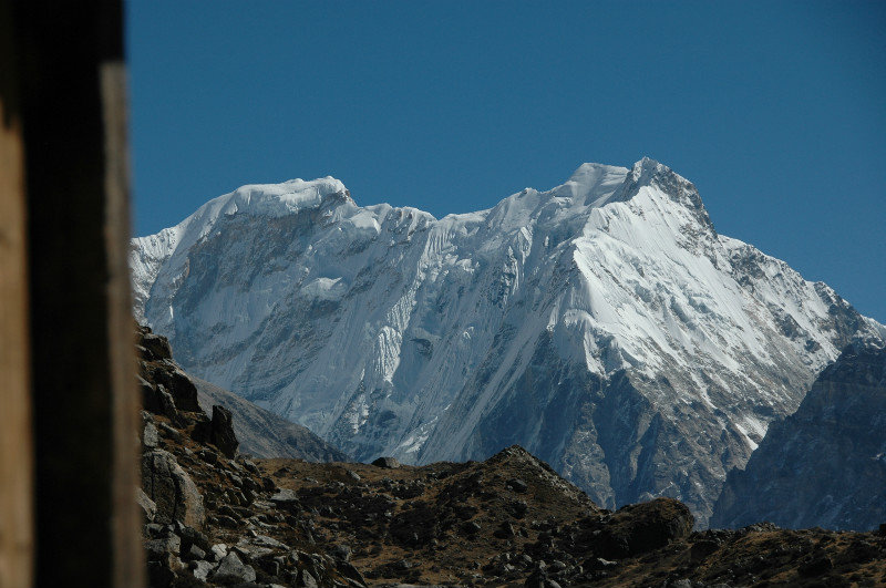 The amazing Tent Peak ( Kirat Chuli 7365 ) & Nepal Peak 7168 seen from Lhonak
