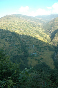 The village of Bung spread out on the opposite hillside