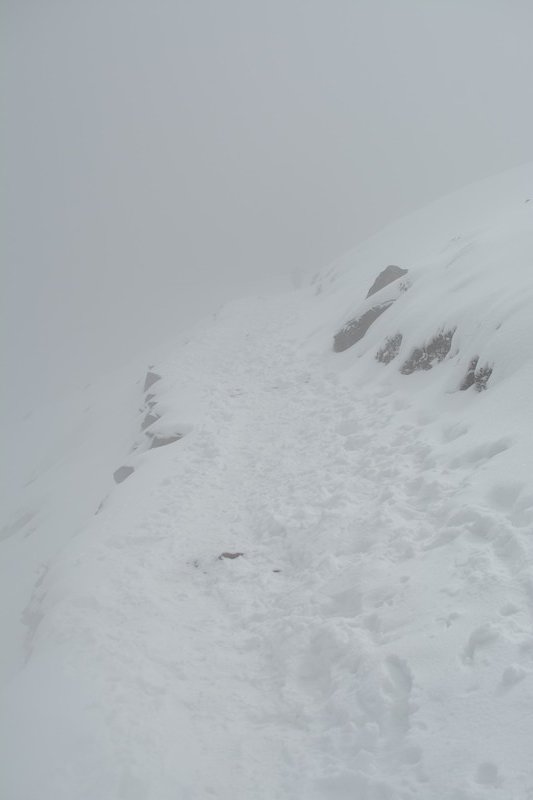 White-out conditions before reaching Laurebina Yak