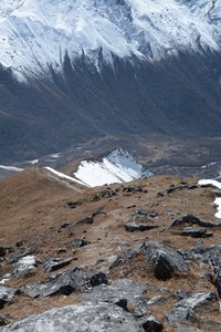 The long ridge trail descending from Kyanjin Ri to Kyanjin Gompa