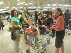 Eagerly waiting for luggage in Lisbon