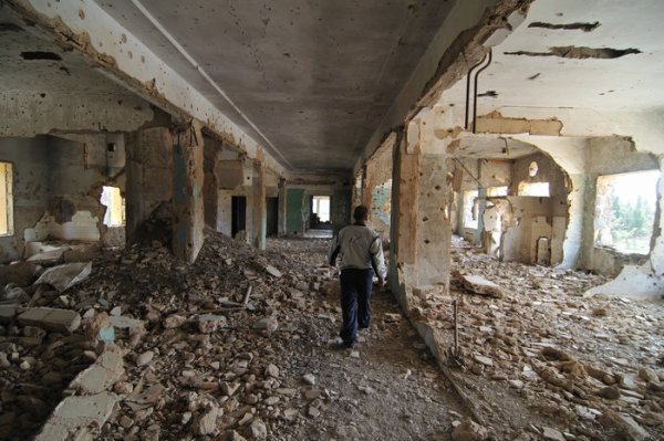 Shattered interior of the Golan Hospital - Quneitra, Syria