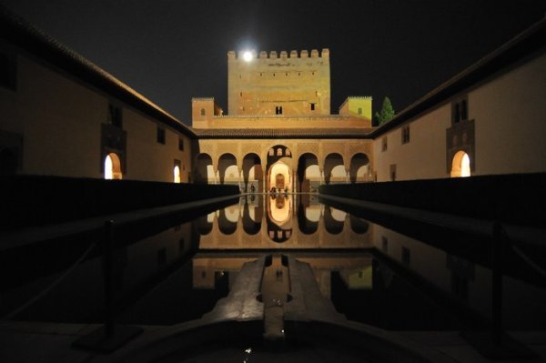 The Patio de Comares by night - Alhambra, Granada, Spain
