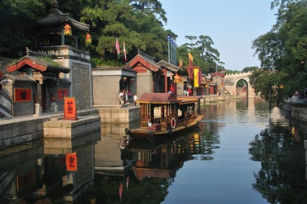 A boat plies Suzhou Street - The Summer Palace, Beijing