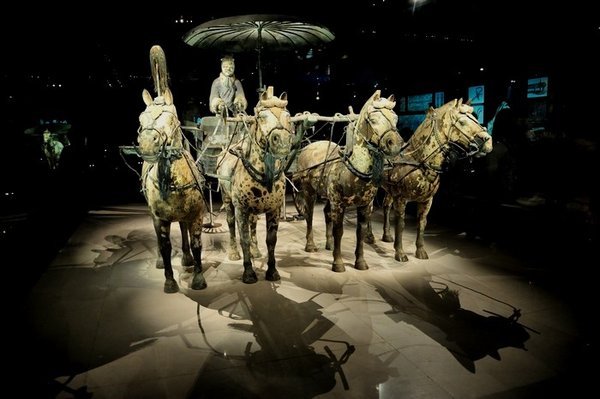 Bronze chariot and horses in the museum - The Museum of Qin Shi Huang Terracotta Warriors and Horses, Xi'an, China