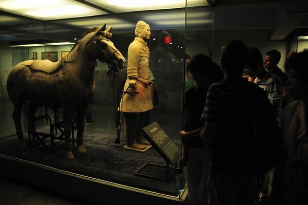 Getting close to a warrior within pit two - The Museum of Qin Shi Huang Terracotta Warriors and Horses, Xi'an, China