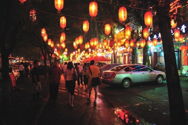 The restaurant district of Dongzhimennei Daijie - Beijing, China