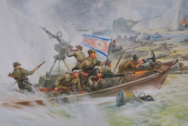 Painting depicting the battle at the River Raktong - Victorious Fatherland Liberation War Museum, Pyongyang, North Korea