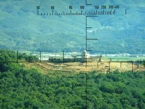 South Korean military post as viewed from a North Korean spyglass
