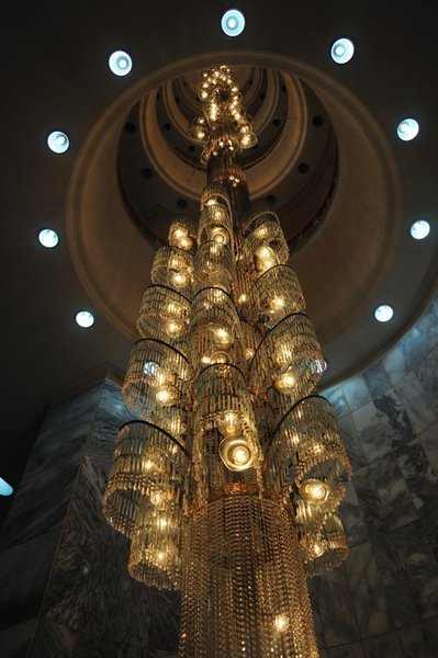 Extremely long chandelier at the Mangyongdae Children