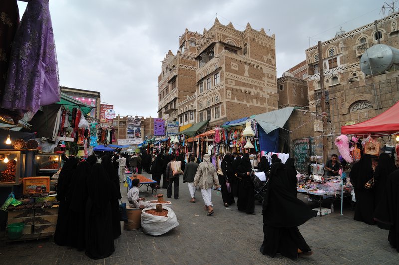 Market area within Sana'a, Yemen