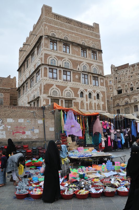 Woman shopping in Old Sana'a, Yemen