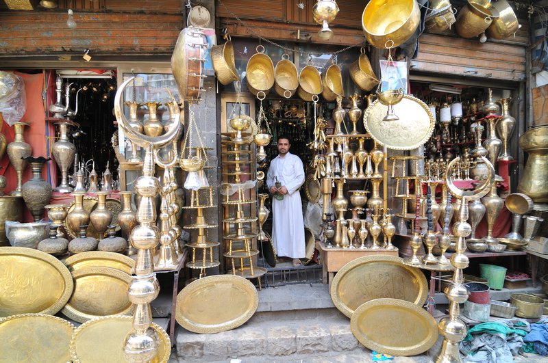 Brasswork of many sizes - Sana'a, Yemen