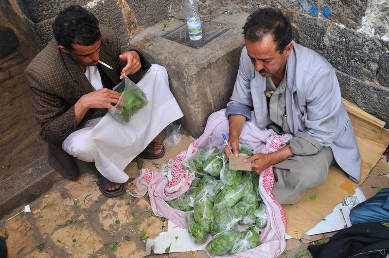 Trading at the qat market - Sana'a, Yemen