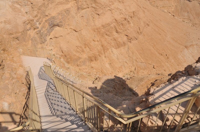 Staircase at a dizzying height - Masada, Israel