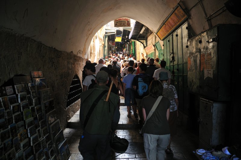 Back of procession along the Via Dolorosa - Jerusalem, Israel