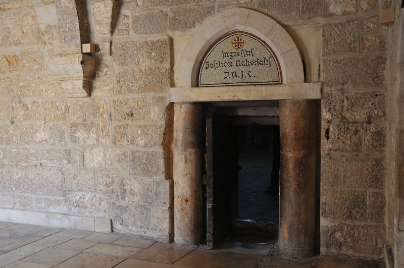 Entrance to the Church of the Nativity in Bethlehem - Palestinian West Bank-Israel