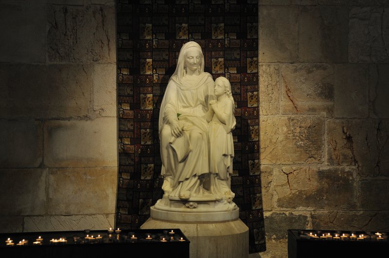 Statue of Anne and a young Mary - St Anne's Church, Jerusalem, Israel