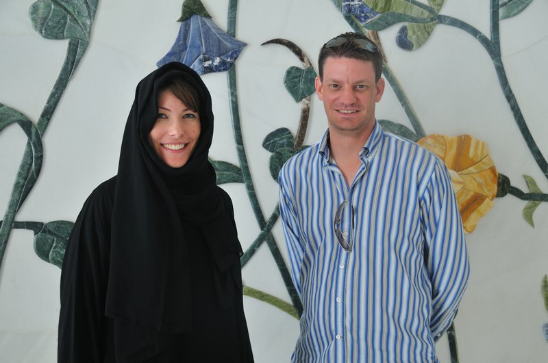 Elizabeth and Greg at the Sheikh Zayed Grand Mosque - Abu Dhabi, UAE