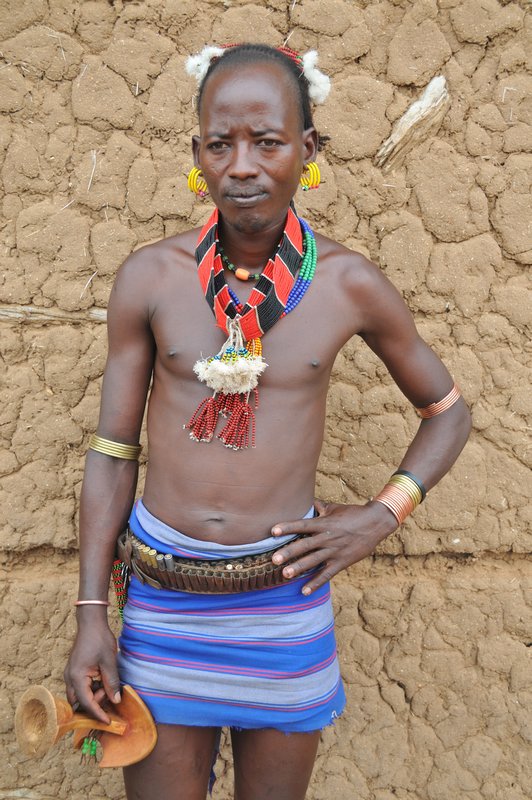 Hamer man at Turmi market - Omo Valley, Ethiopia