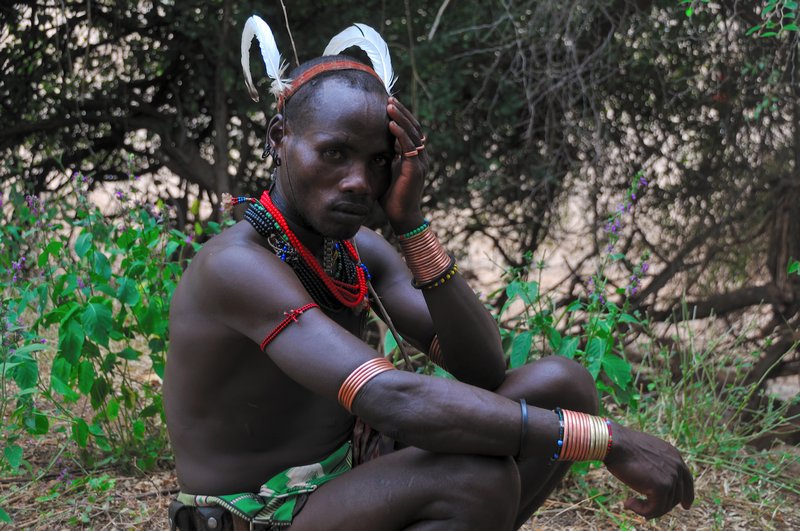 Hamer man at initiation ceremony - Turmi, Omo Valley, Ethiopia