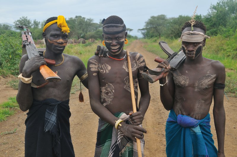 A traditional Mursi tribal village in Mago National Park 