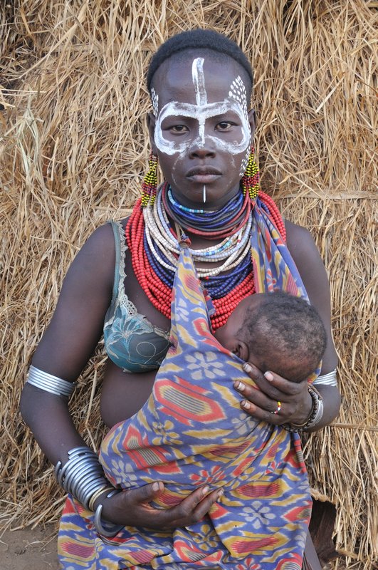 Instense gaze of Karo woman - Kolcho, Omo Valley, Ethiopia