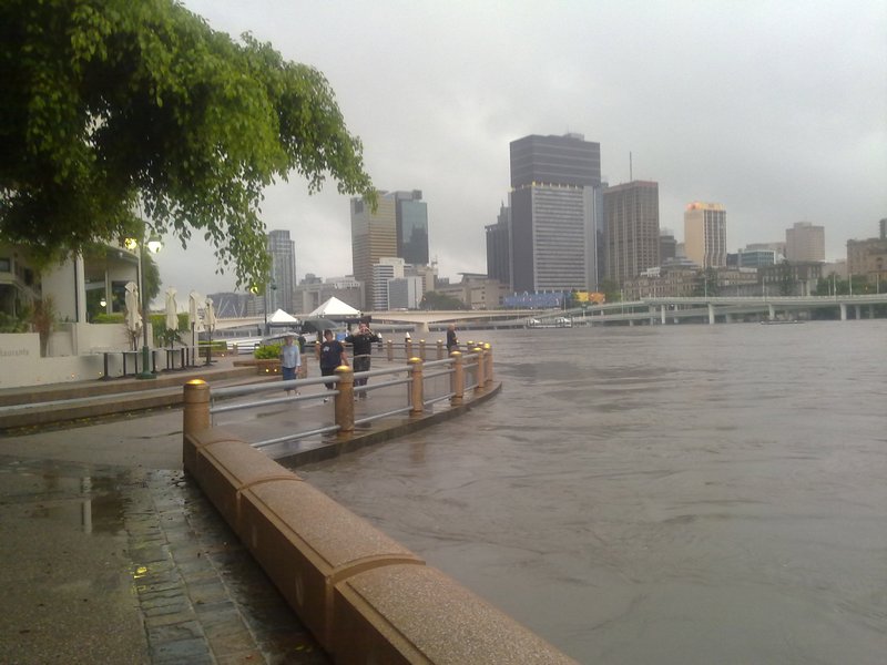 The Southbank Boardwalk - 24 hours later, this section was head high under water - 11 Jan - Brisbane, Australia