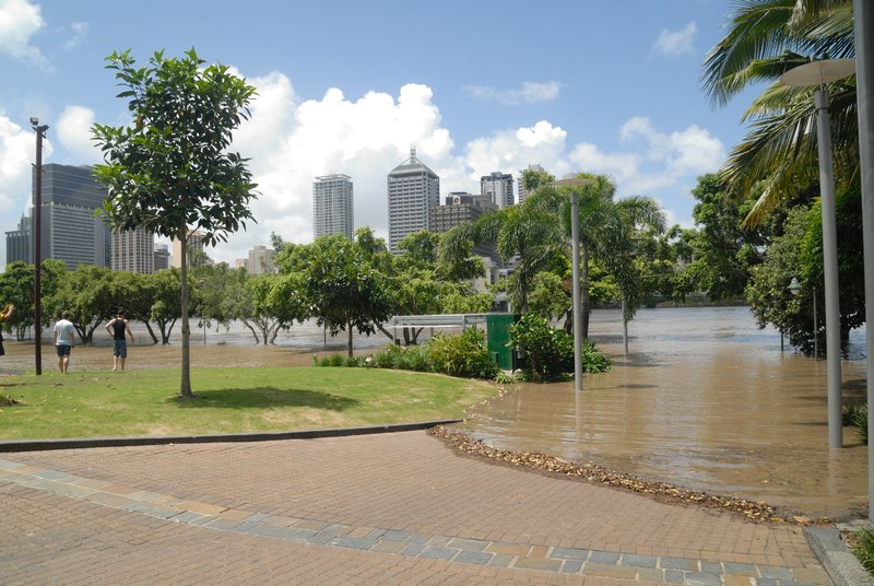 Water inundates Southbank Parklands - 12 Jan - Brisbane, Australia