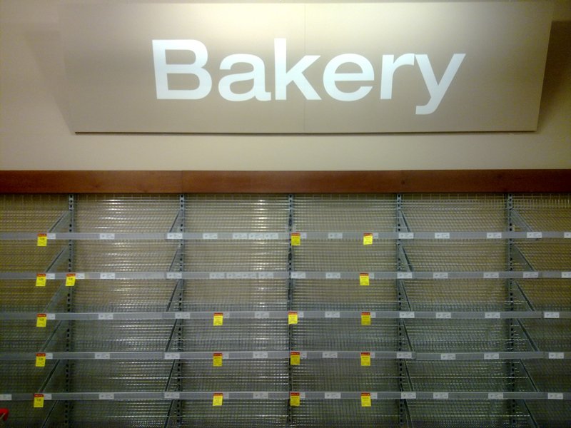 Supermarket shelves emptied of bread - 11 Jan - Brisbane, Australia 