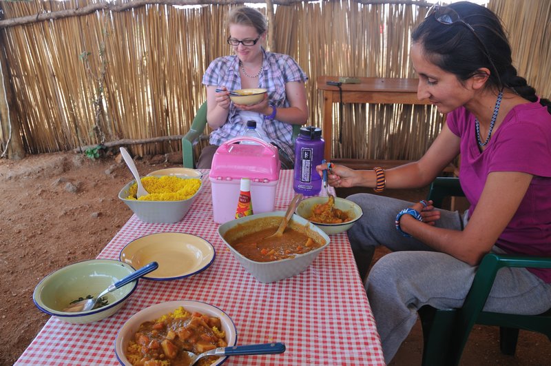 Heather and Shiv enjoy some wonderful food - Ewaso Lions camp, West Gate Community Conservancy, Kenya 