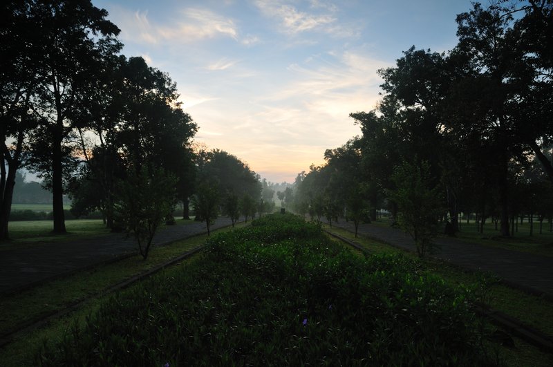Dawn at the foot of Borobudur Temple - Java, Indonesia