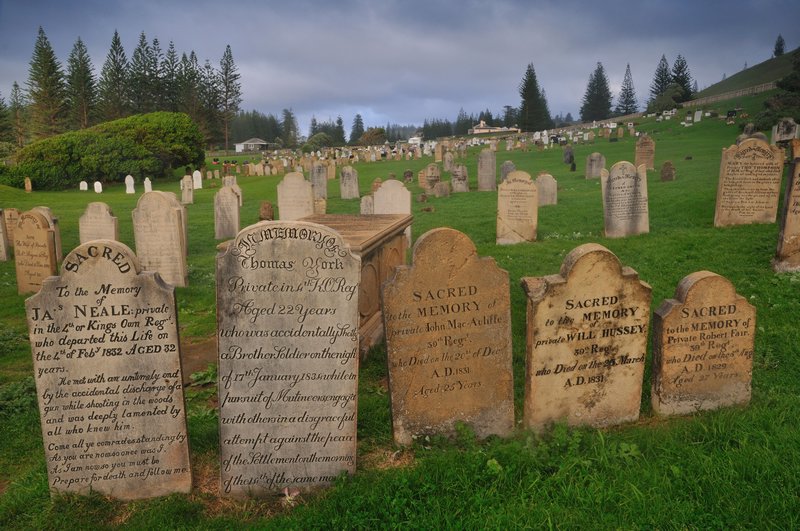 Tombstones at The Graveyard at Kingston, Norfolk Island