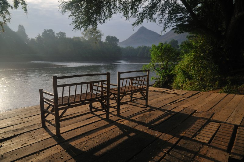 A peaceful morning at the Kwai River - Elephant's World, Kanchanaburi, Thailand. 