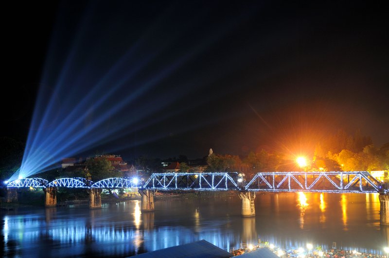 Illuminations at the River Kwai Bridge Festival - Kanchanaburi, Thailand