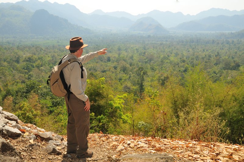 Surveying the landscape from the Kwae Noi Valley Lookout - Helllfire Pass Memorial, near Kanchanaburi, Thailand