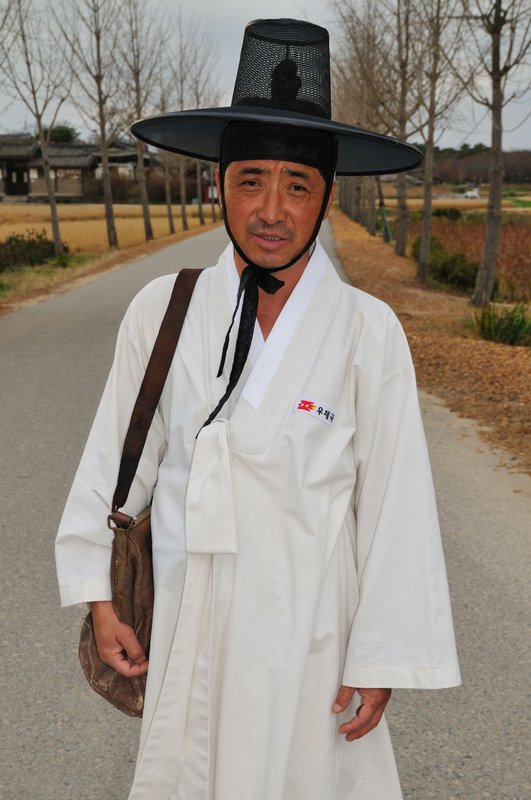 Postman in traditional attire - Hahoe, South Korea