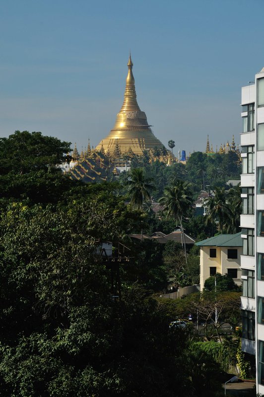 Shwedagon Paya as viewed from my hotel - Yangon, Myanmar