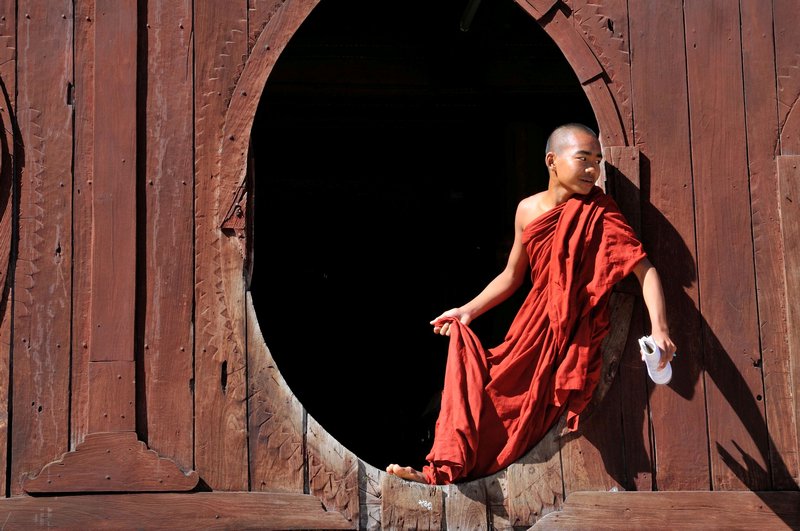 Young monk relaxing from studies - Shwe Yan Pyey, near Inle Lake, Myanmar