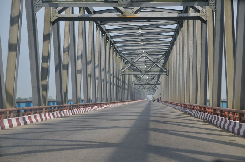 Long bridge on drive to Ngwe Saung - Myanmar